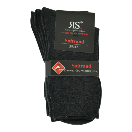 Art.: 113315 Premium Baumwollsocke mit Softbund + handgekettelte Fußspitze / anthrazit