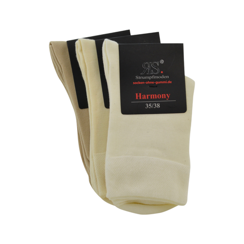 Art.: 113326 Premium Baumwollsocke mit Softbund + handgekettelte Fußspitze / beige
