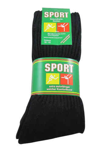 Art.: 66927 Sport- und Arbeitssocke Baumwolle ohne festen Gummidruck  -schwarz-