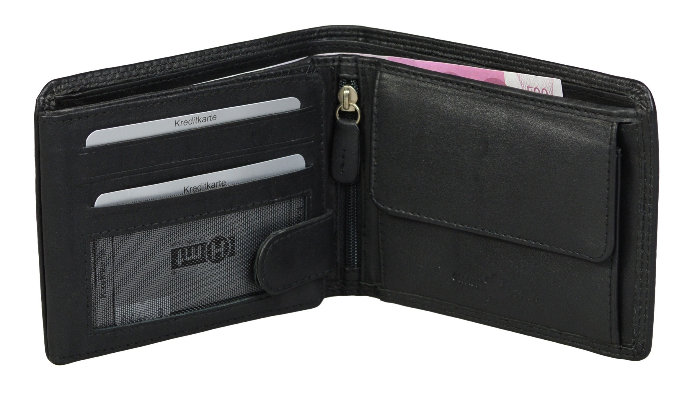 Art.: 00022 Herren Leder-Geldbörse Querformat -black-