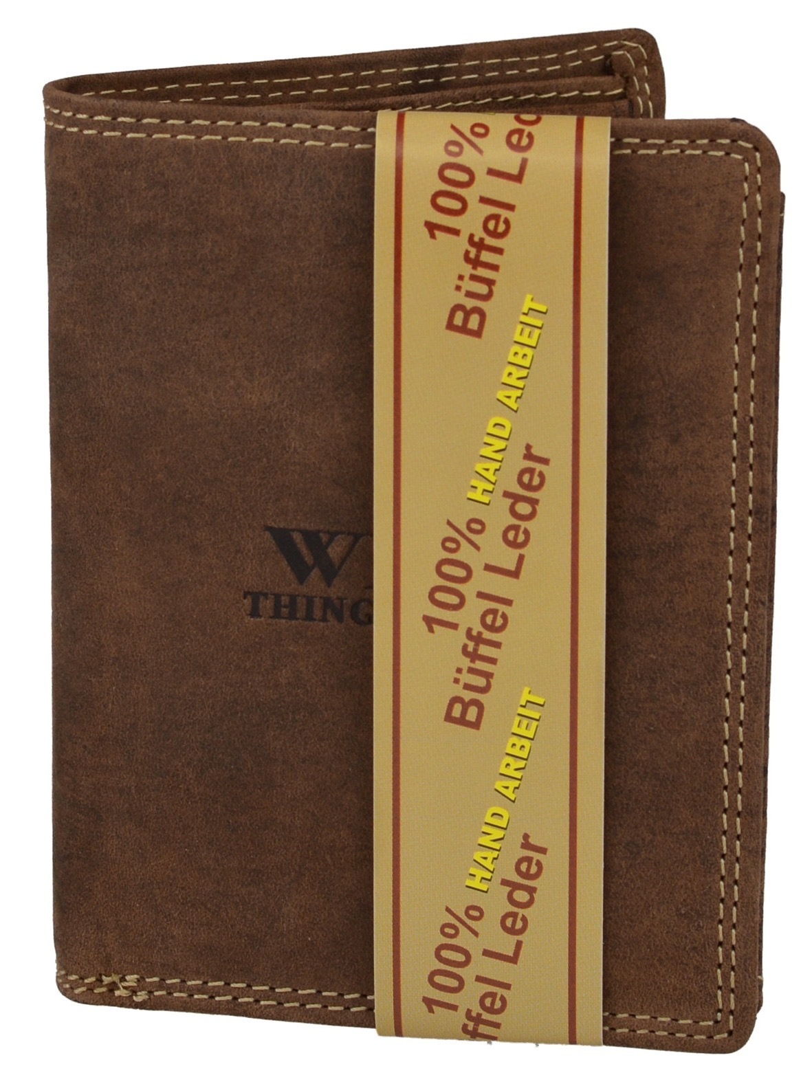 Art.: 10100NC Herren Lederbörse Hochformat "Wild things only"  Büffel-Leder  -braun-