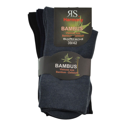 Art.: 443039 Premium Bambussocke mit Softbund + handgekettelte Fußspitze / dunkle Farben