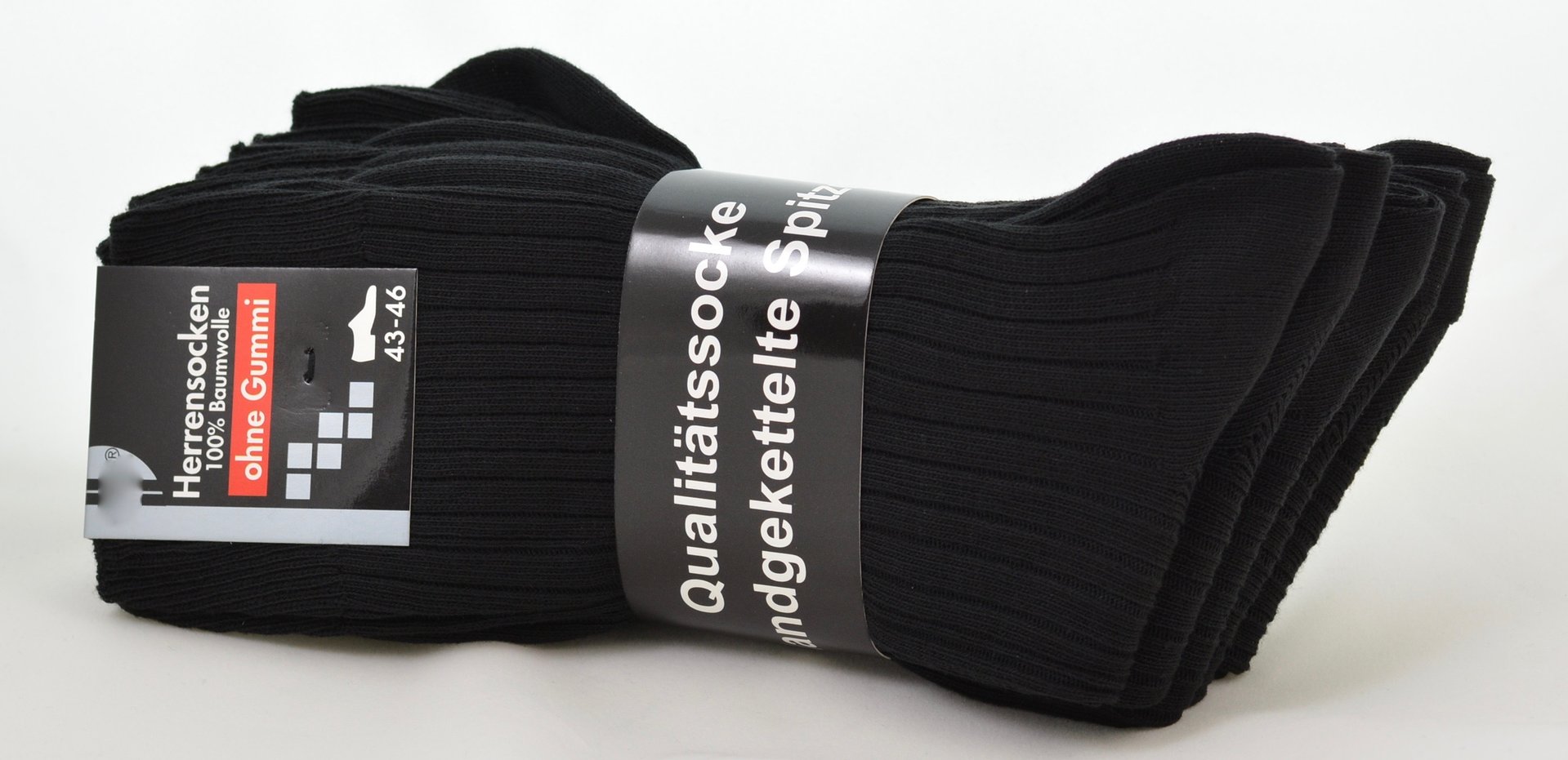 Art.: 202-1 He. 100% Baumwolle ohne Gummi -schwarz- - Die Socke