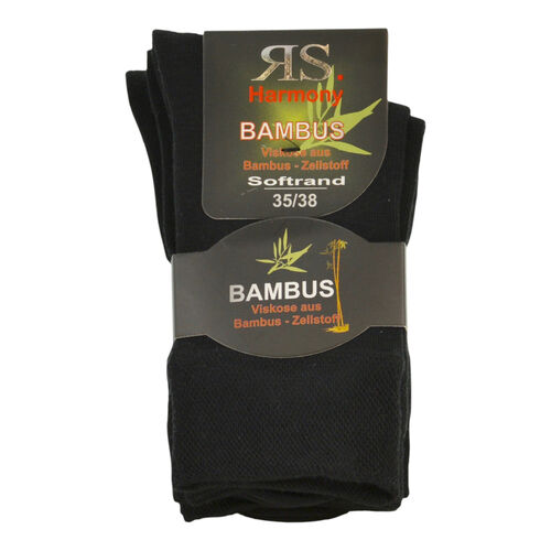 Art.: 443033 Premium Bambussocke mit Softbund + handgekettelte Fußspitze / schwarz
