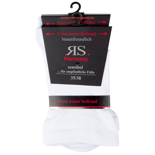 Art.: 11126 Soft Cotton extra weit ohne Gummidruck + handgekettelte Fußspitze - weiß