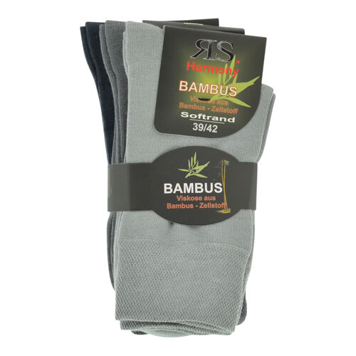 Art.: 443038 Premium Bambussocke mit Softbund + handgekettelte Fußspitze / Grautöne