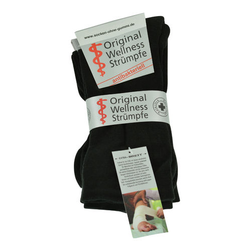 Art.: 02161 Wellness Socke Thermosohle extra weit + handgekettelte Fußspitze / schwarz