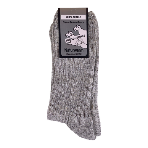 Art.: 66550 Natur-100% Wollsocke mit Thermosohle - ohne festen Gummidruck