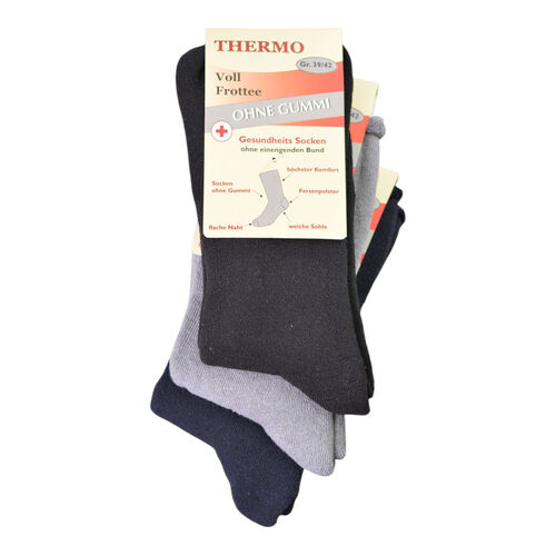 Artikel.: 55410 Vollplüsch Baumwoll Thermosocke Rollrand / ohne Gummi