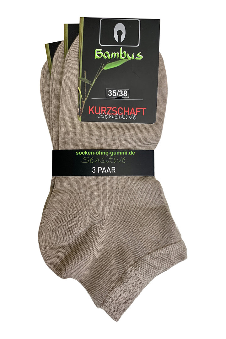 Art.: 1041 Bambus Kurzsocke mit sensitive Bund + handgekettelte Fuspitze /  Aktionspack - Die Socke