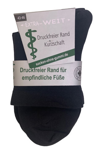 Art.: 21128 Baumwolle-Kurzschaft extra weit / druckfreier Rand - ohne Gummidruck