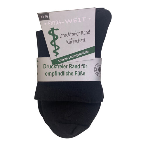 Art.: 21128 Premium Baumwollsocke extra breit + handgekettelte Fußspitze / Kurzschaft