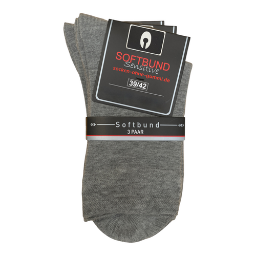 Art.: 2435 Premium Baumwollsocke mit Softbund + handgekettelte Fußspitze / grau