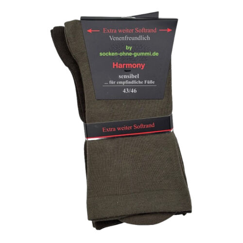 331118 Soft Cotton extra weit  ohne Gummidruck + handgekettelte Fußspitze - olivegrün