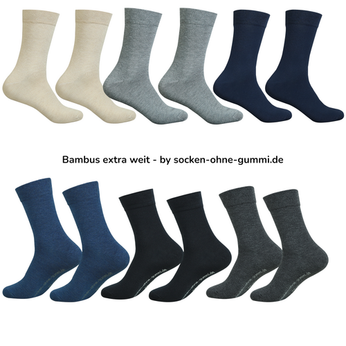 Art. 31160 Premium Bambussocke extra weit + breit ohne Gummidruck + handgekettelte Fußspitze