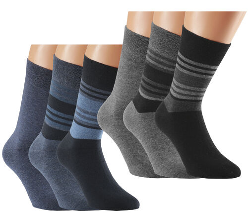 Art.: 331009 Herren Designsocke "Streifen" ohne Gummidruck Größe 47-50