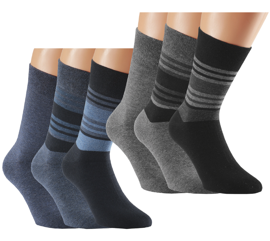 Art.: 331009 Herren Designsocke "Streifen" ohne Gummidruck Größe 47-50