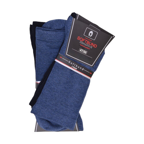 Art.: 7012 Soft Cotton extra weit ohne Gummidruck + handgekettelte Fußspitze - Jeansblau
