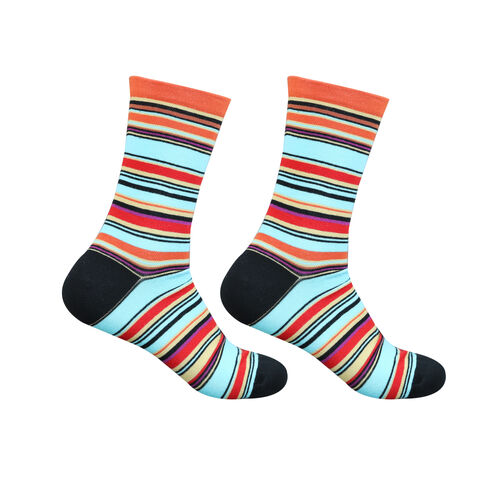 Art.: 1003-9-3 Designsocke ohne Gummi extra weit + breit - stripes