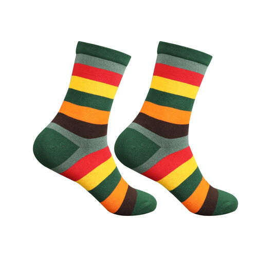 Art.: 1003-13-5 Designsocke ohne Gummi extra weit + breit - blockstreifen