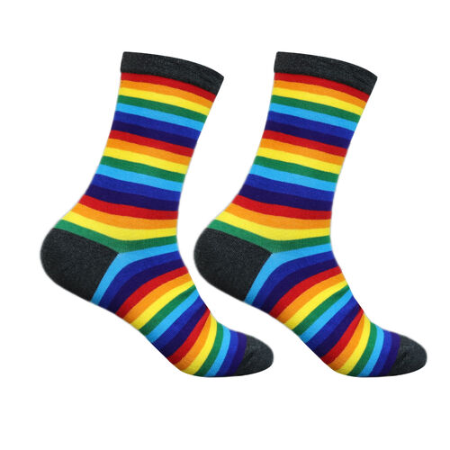 Art.: 1003-16-2 Designsocke ohne Gummi extra weit + breit - rainbow