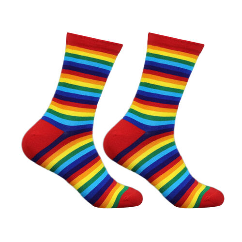 Art.: 1003-16-3 Designsocke ohne Gummi extra weit + breit - rainbow